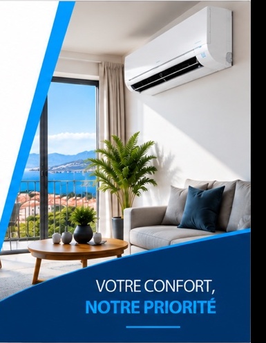 Photo intérieure EDN CLIM montrant une climatisation installée dans un salon lumineux